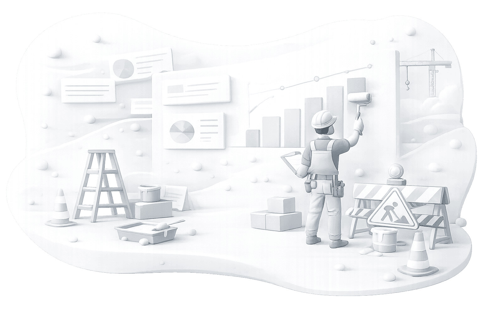 Illustration representing product delivery work in progress.