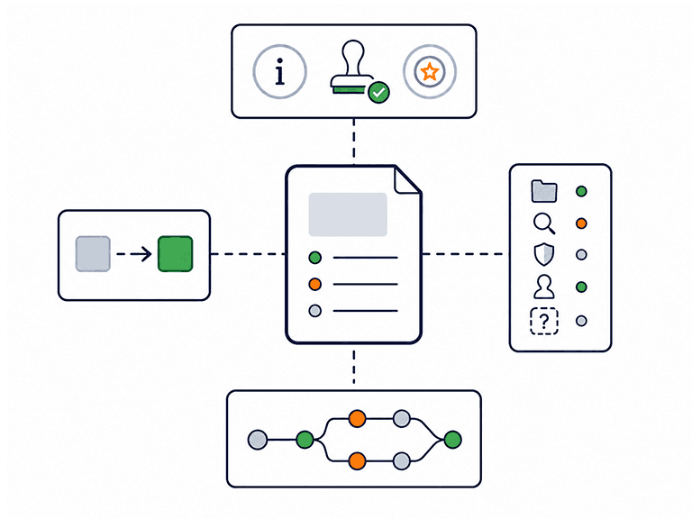 A very complex diagram that demonstrates all of the touch points and how the gensudo library works, collating lots of information to create a single document, simply